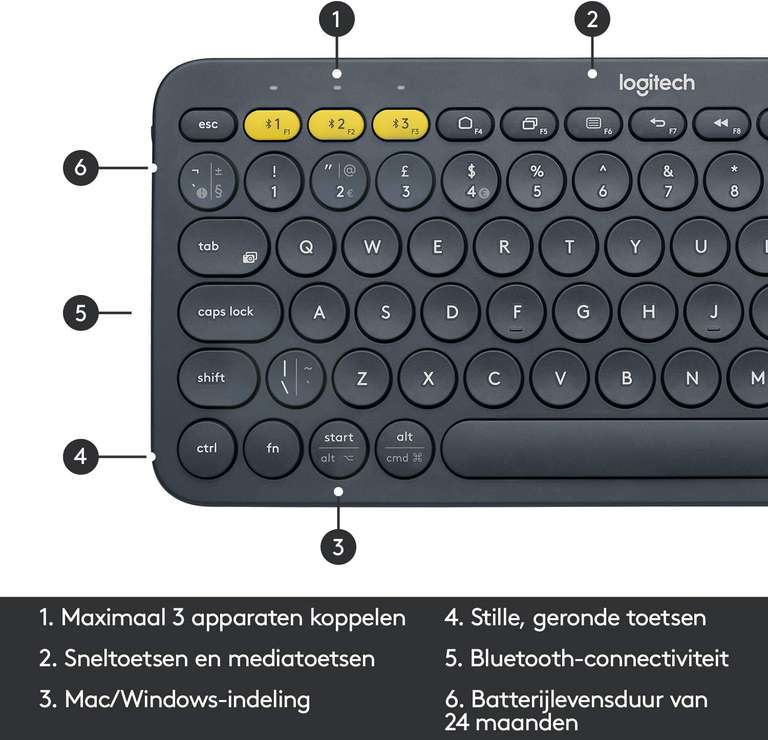 Logitech K380 (draadloos toetsenbord, multi-device)