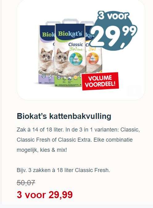 Bij dierenwinkel Jumper: Volumevoordeel Biokat's kattenbakvulling 3in1, met klantenpas (verkrijgbaar in de winkel)