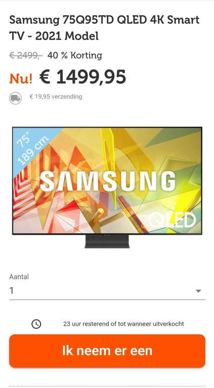 Samsung 75Q95TD QLED 4K Smart TV