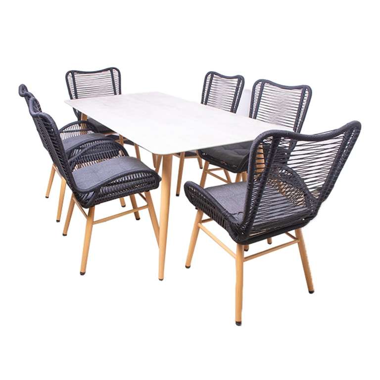 Tuinset Grimaud 6 persoons (180x90x75 cm) met stoelen voor €349 @ Timco Voordeelmarkt