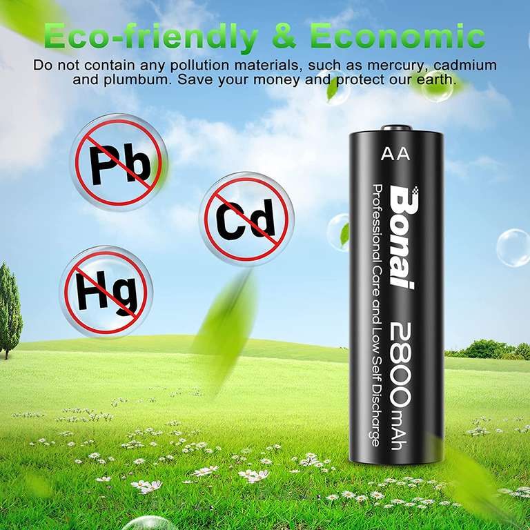 BONAI 24 stuks AA batterijen oplaadbaar