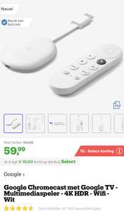 [select deal bol.com] Google Chromecast met Google TV - Multimediaspeler - 4K - Wifi - Wit €59,99