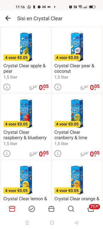 Cristal clear 4 flessen voor 5 cent!(prijs fout) bij Picnic