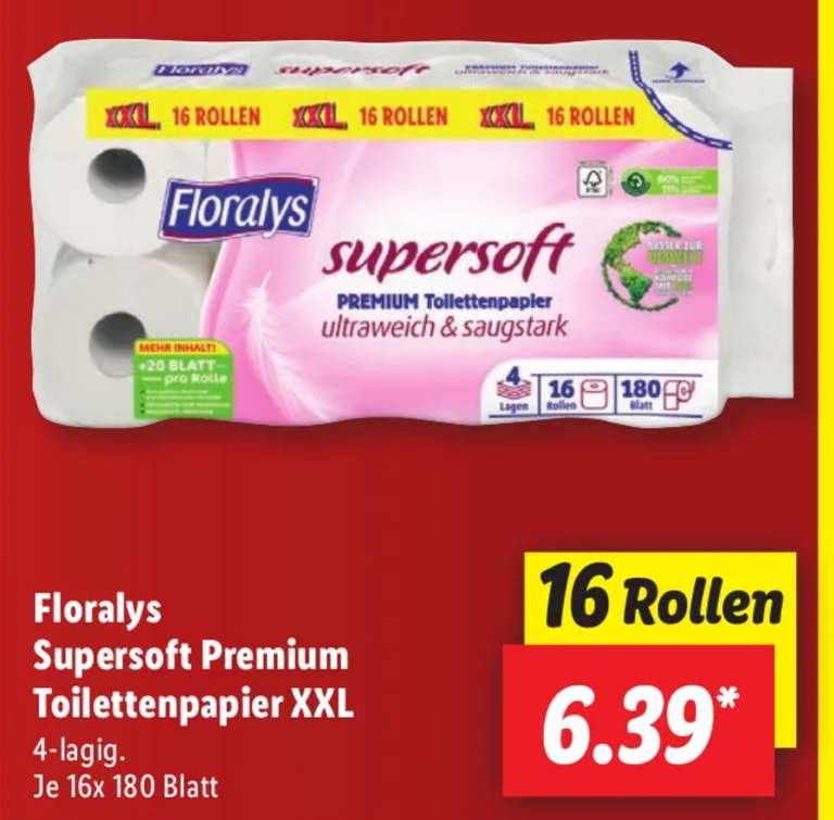 Grensdeal: Floralys 4-laags toiletpapier cheap bij Lidl Duitsland