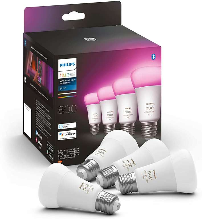 Philips Hue White & Color Ambiance E27 800lm 4-pack