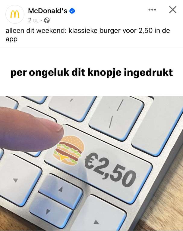 McDonald’s klassieke burger voor € 2,50