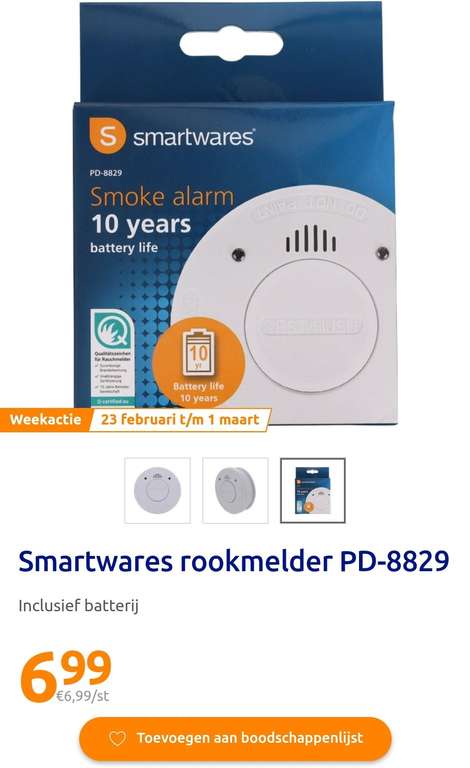 Smartwares rookmelder PD-8829