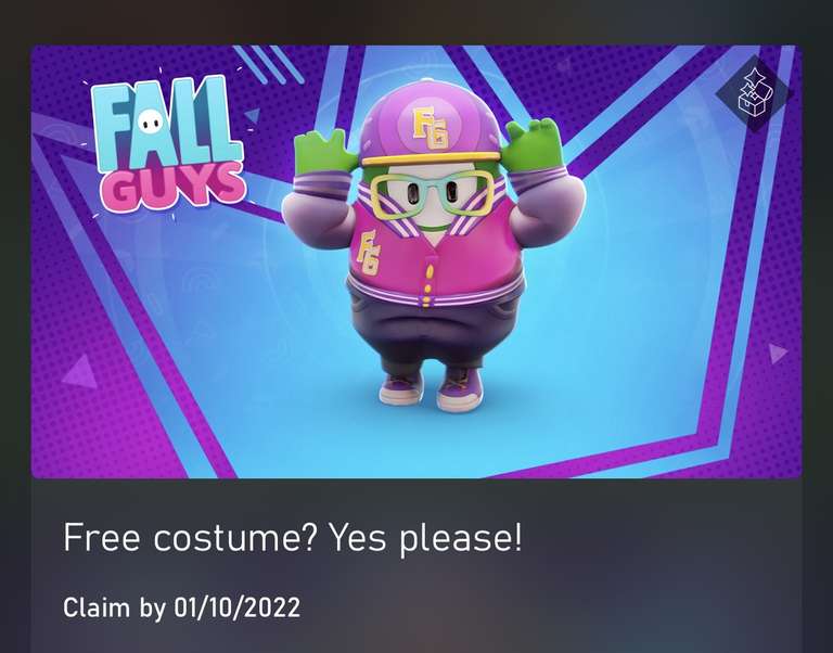 Fall Guys Purple Hipster Costume (Xbox Gamepass Ultimate Perk)