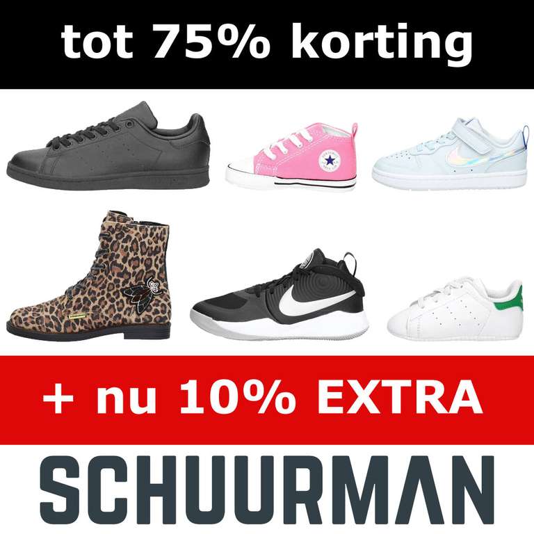 Sale tot -75% + 10% extra korting: o.a. adidas | NIKE | Converse | PUMA | Shoesme | Asics