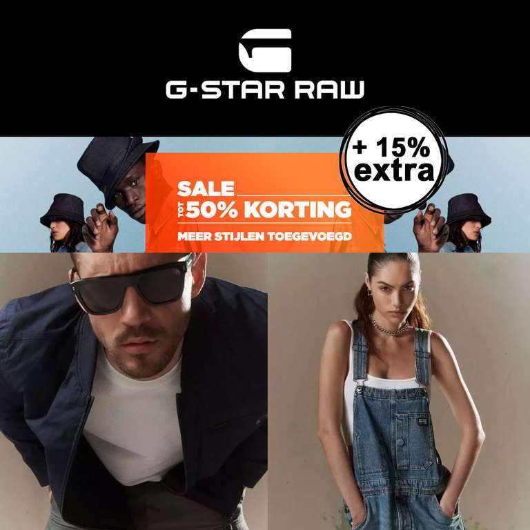 G-Star RAW sale tot -50% + 15% extra korting