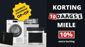 10% korting op alle Miele apparatuur incl wasmachines