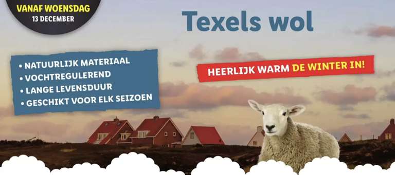 Texels wollen 4-seizenendekbed, en meer Texels wollen artikelen @Lidl