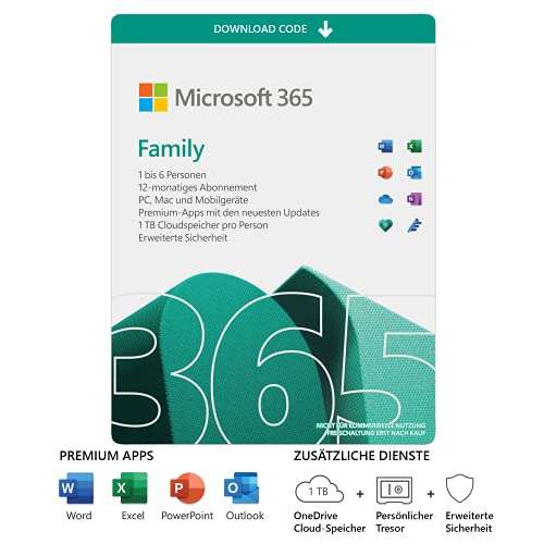 Microsoft 365 Family voor 6 gebruikers (12+3 maanden) + Norton 360 Deluxe (15 maanden) via amazon.de (code via mail))