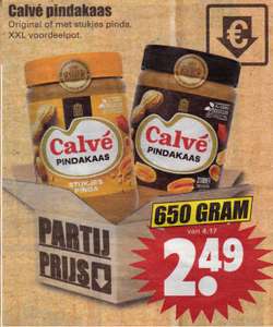 Calvé Pindakaas 650 gr. Original of met stukjes pinda @ Dirk