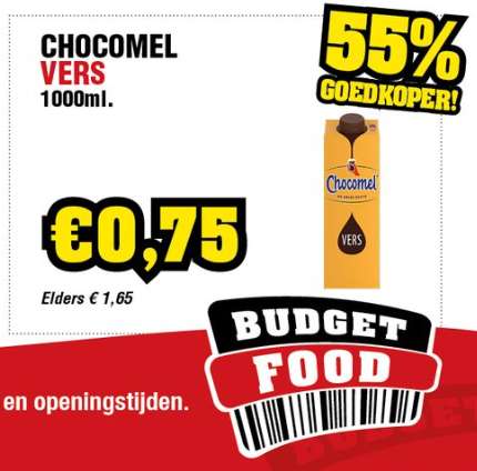 Chocomel Vers 1L bij Budget Food