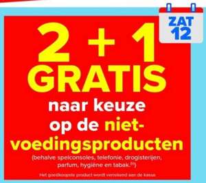 Grensdeal Belgie hypermarkt carrefour 2+1 gratis naar keuze op de niet voedingsproducten