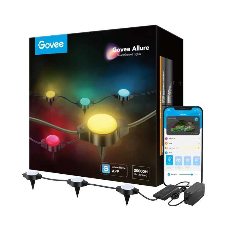 Govee RGBIC Wi-Fi + Bluetooth Outdoor Ground Lights 10.9 meter (15 lampen) voor €44,99