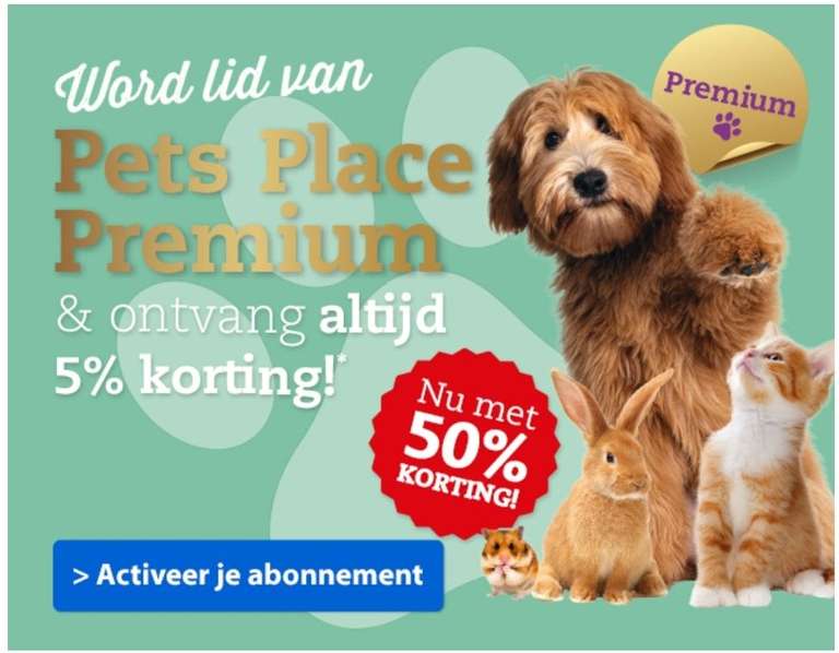 Pets Place Premium 50% korting voor het eerste jaar