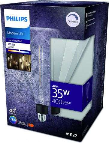 2-Pack - Philips - LED - E27: Diamond Helder - 4W OF Giant Kristal Smoke - 6.5W @Dagknaller