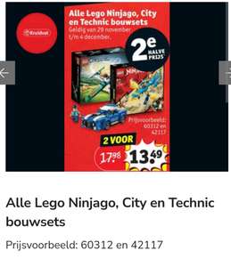 Lego Ninjago, Lego City & Lego Technic bouwsets - 2e halve prijs (vanaf 29 november) @ Kruidvat