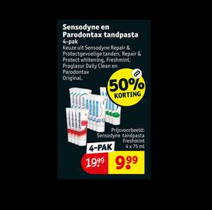 50% Korting Parodontax Sensodyne 4-pak Tandpasta 75ml