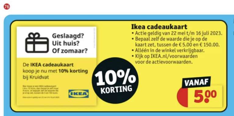 IKEA cadeaukaarten met 10% korting @Kruidvat
