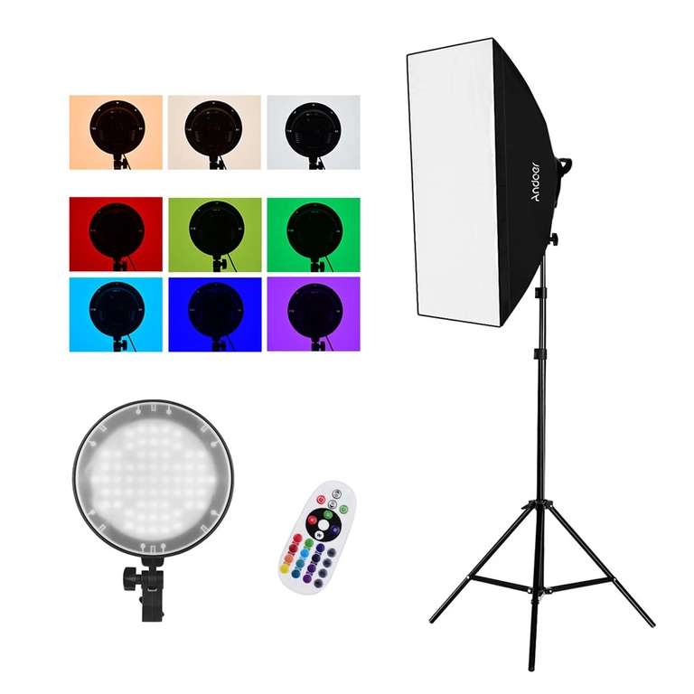 Andoer Studio fotografie 2.4G RGB LED Light Softbox Kit voor €35,97 @ Tomtop