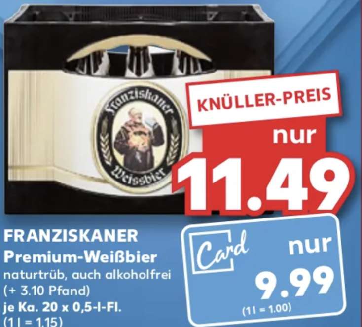 (grensdeal) Franziskaner Weissbier 20 halve liters