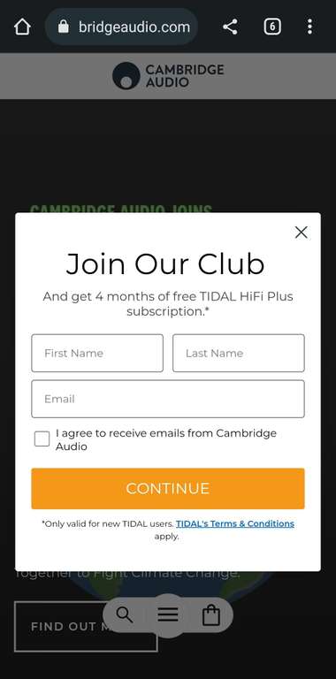 Gratis Tidal Hifi Plus website Cambridge Audio