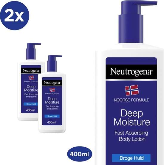 (Bol.com) Neutrogena Deep Moisture snel absorberende bodylotion, Noorse formule, bodycrème, droge huid, 2 x 400 ml