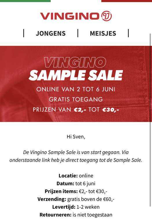 Vingino sample sale va €2,-