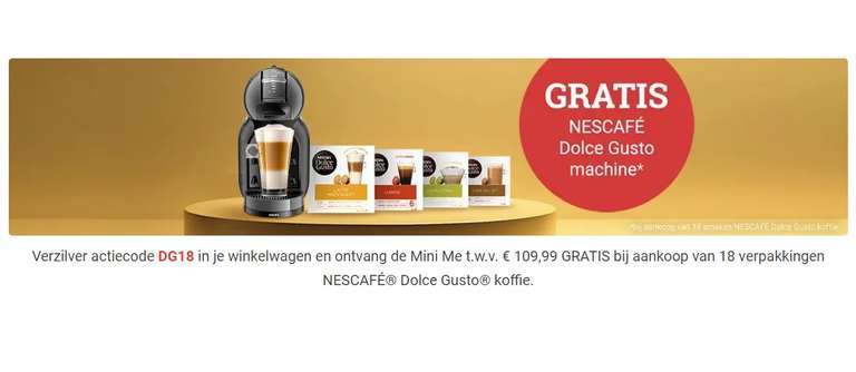 Gratis Mini Me t.w.v. € 109,99 bij aankoop van 18 verpakkingen Dolce Gusto koffie