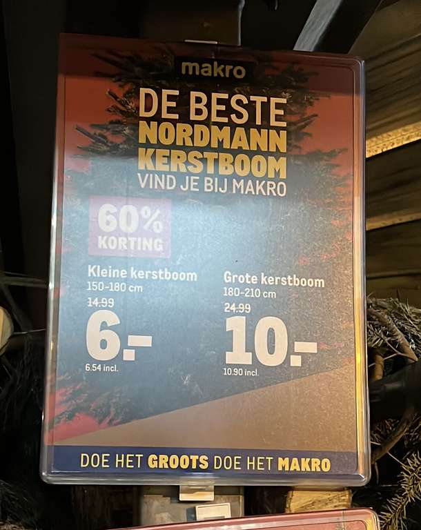 Goedkoopste Nordmann kerstbomen van Nederland €6,54 voor 150-180cm en €10,90 voor 180-210cm @Makro