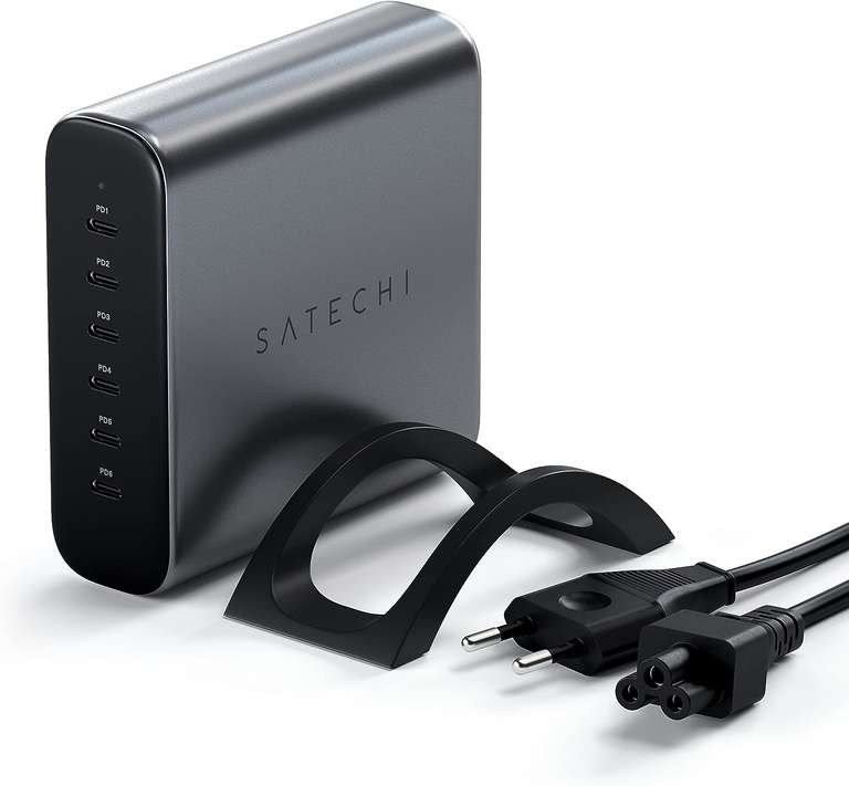 Satechi - GaN 200W USB C oplader met 6 poorten - 2x USB-C PD 3.1 (140W) en 4x USB-C PD 3.0