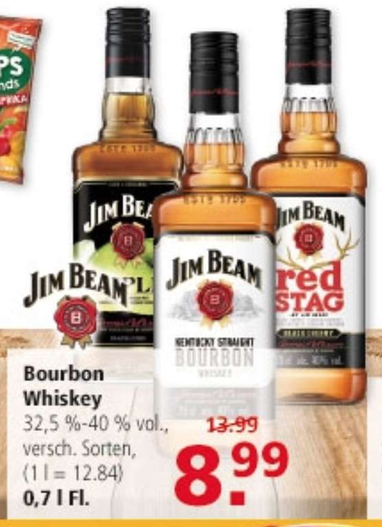 Jim Beam Bourbon Whiskey 70cl o.a. Honey Apple Red Stag @ Multi Märkte DE [Grensdeal/Lokaal]