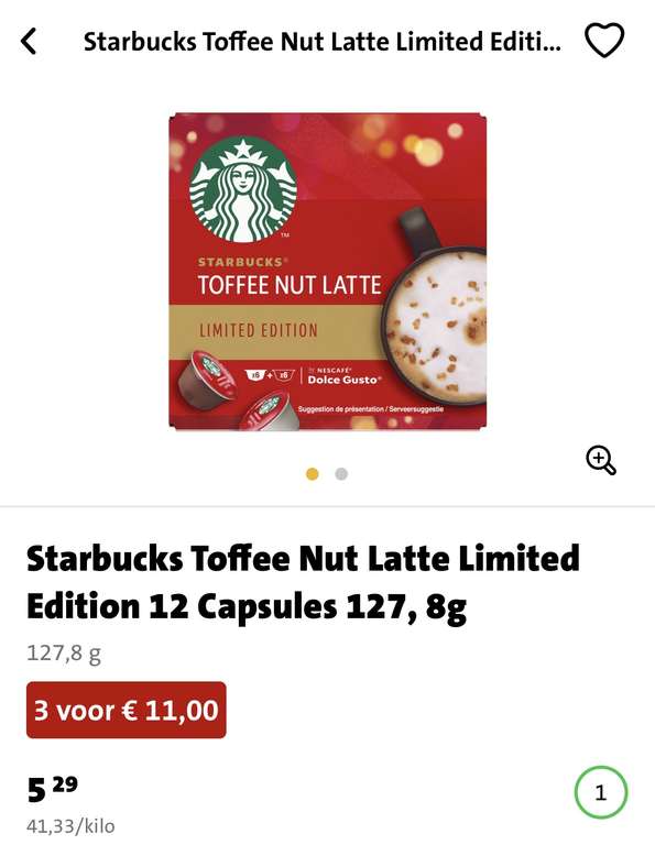 Dolce gusto Starbucks toffee nut latte 3x! Alleen deze smaak is de moeite qua prijs!