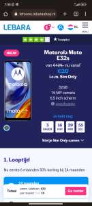 Motorola Moto E32s 20,- i.c.m. Lebara sim only (20GB)
