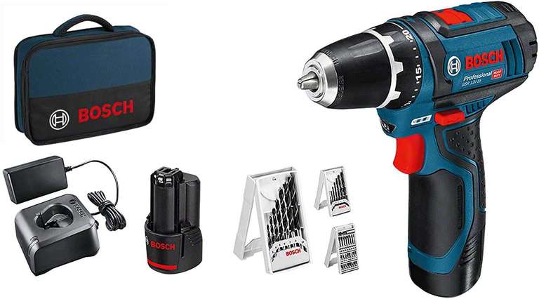 Bosch Professional 12V System accuschroevendraaier GSR 12V-15 (incl. 2x 2,0 accu + oplader, 39-delige accessoireset, in tas)
