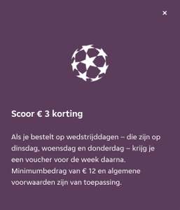 Ontvang op UEFA wedstrijddagen een €3 voucher bij je bestelling @ Thuisbezorgd