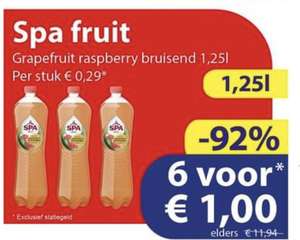 7,5 liter Spa Fruit Grapefruit Raspberry Bruisend voor €1 @Die Grenze