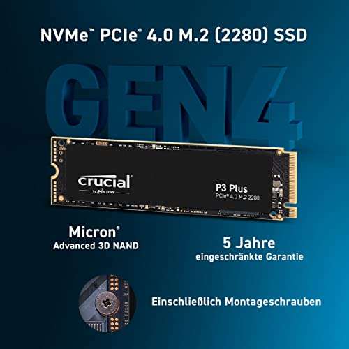 Crucial P3 Plus 1 TB PCIe 4.0, NVMe M.2 SSD, 5000 MB/s