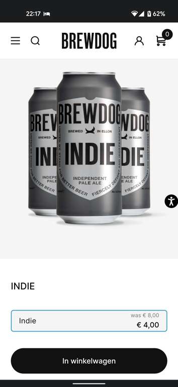 4 blikken (500ml) Brewdog Indie IPA bier €4