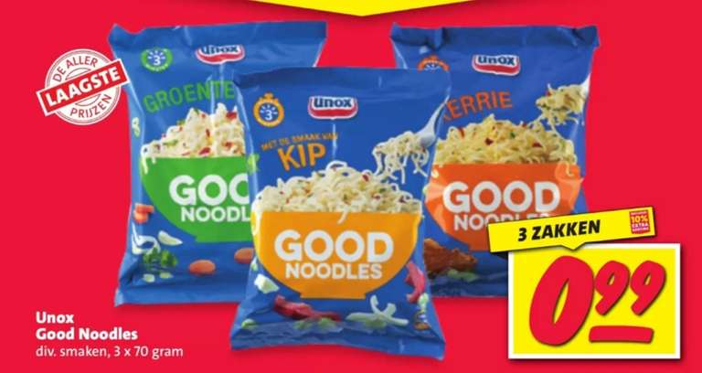 Unox Good Noodles, 3 voor € 0,99