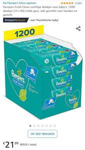 Pampers Fresh Clean vochtige doekjes voor baby's, 1200 doekjes (15 x 80)