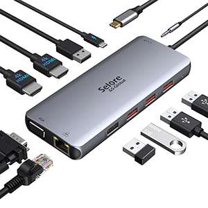 USB C Docking Station Triple Display USB C nr Dual HDMI Docking Station 11 in 1 USB C Hub Adapter op 2 HDMI & VGA, 3 * USB 3.1 & 2 * USB 2.0