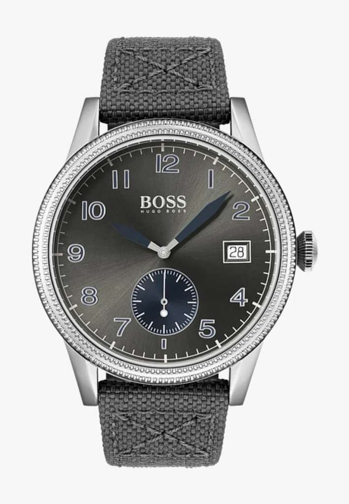 Hugo Boss HB513683 herenhorloge kwarts met leren armband (grijs)