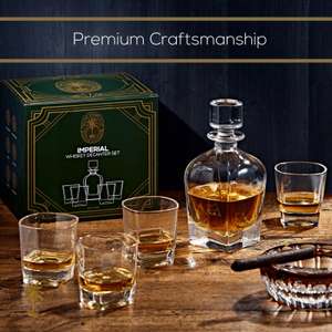 Imperial Whisky Decanter en 4 Rocks Glazen - Glaspoetsdoek
