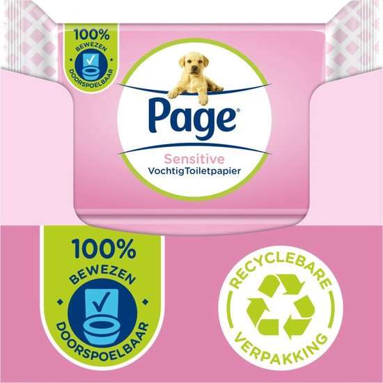 [bol.com select deal] Page vochtig toiletpapier - 12 x 38 stuks - Sensitive vochtig wc papier - voordeelverpakking €8,79