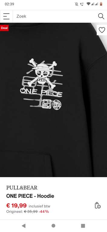 One piece Zwarte hoodie