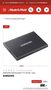 SAMSUNG SSD Portable T7 2 TB, € 178,- bij MM